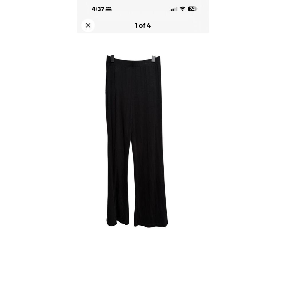 LNA Ribbed Wide Leg Pants Black High Rise Stretch Lounge Women's M Pull On - Picture 2 of 6